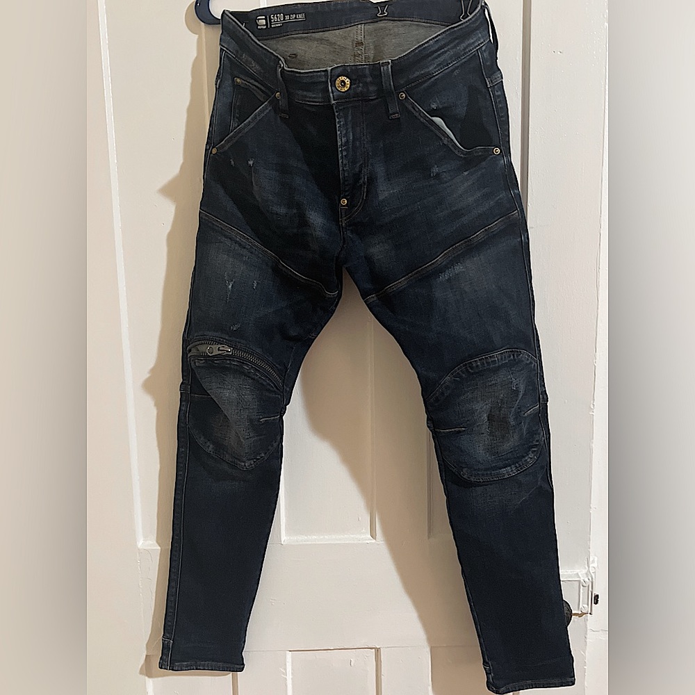 MENS GSTAR 5620-3D ZIP KNEE JEANS.